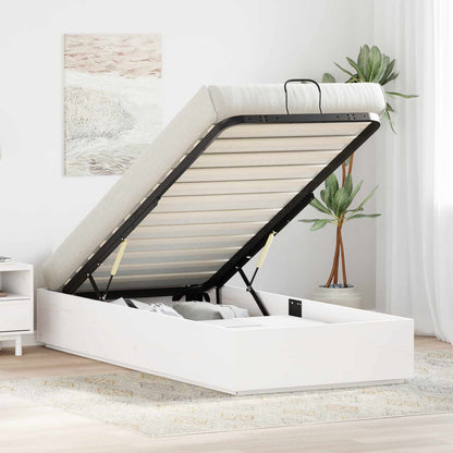Ottoman Bed Frame White 100 x 200 cm Solid Pine Wood