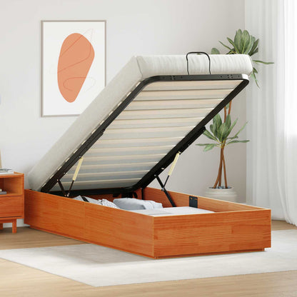 Ottoman Bed Frame Wax Brown 100 x 200 cm Solid Pine Wood