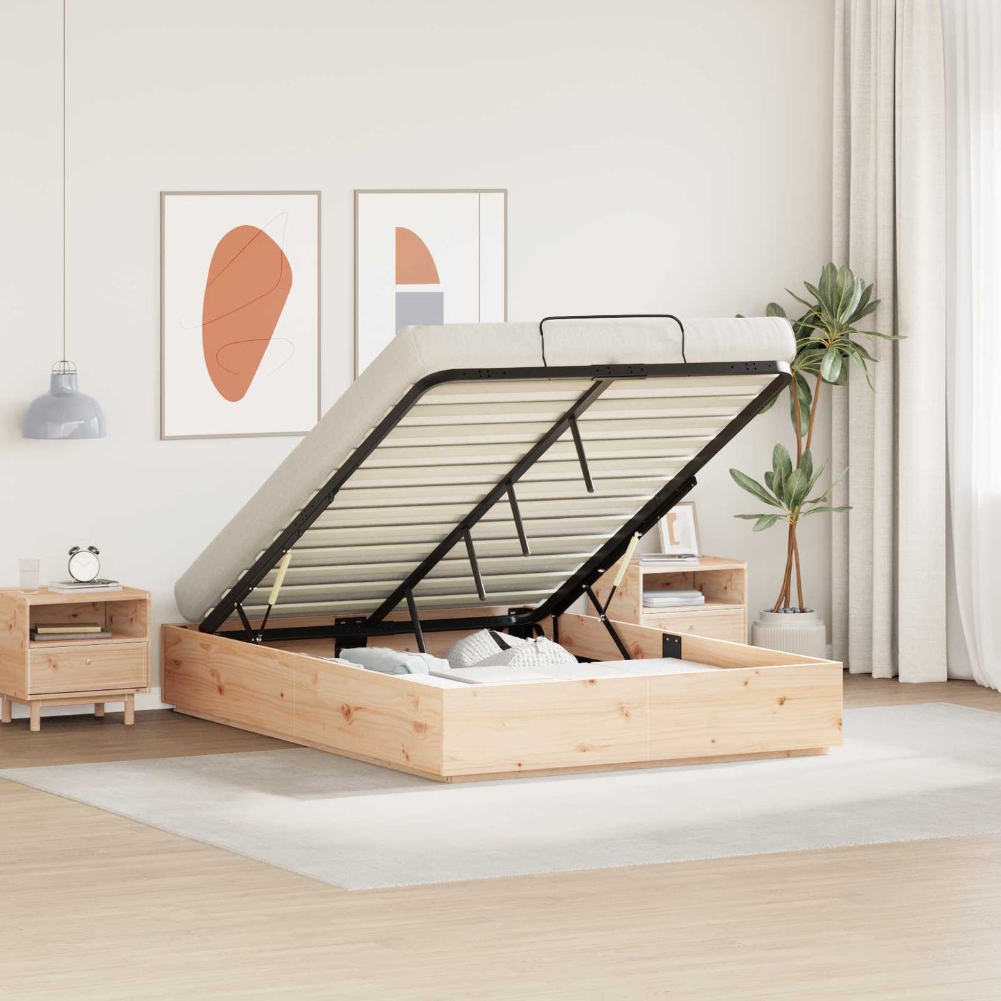 Ottoman Bed Frame Natural 120 x 190 cm Solid Pine Wood