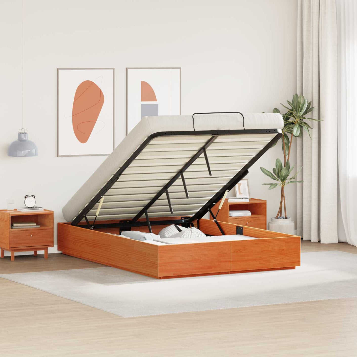 Ottoman Bed Frame Wax Brown 120 x 190 cm Solid Pine Wood