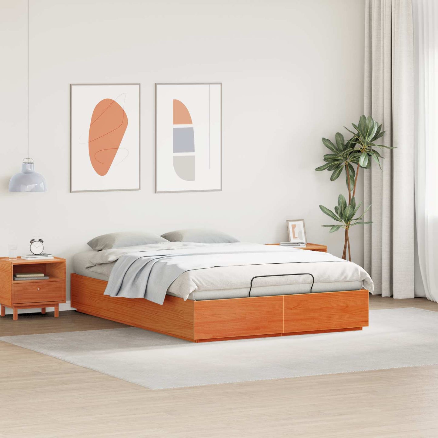 Ottoman Bed Frame Wax Brown 120 x 190 cm Solid Pine Wood