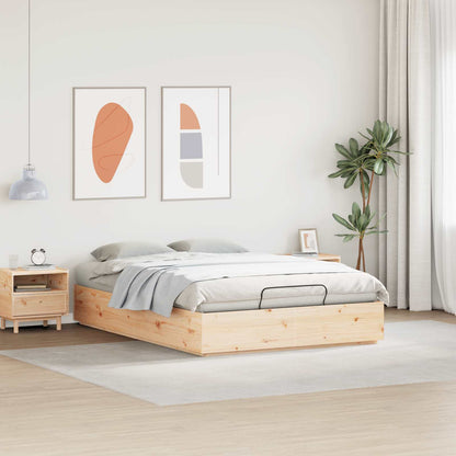 Ottoman Bed Frame Natural 140 x 190 cm Solid Pine Wood