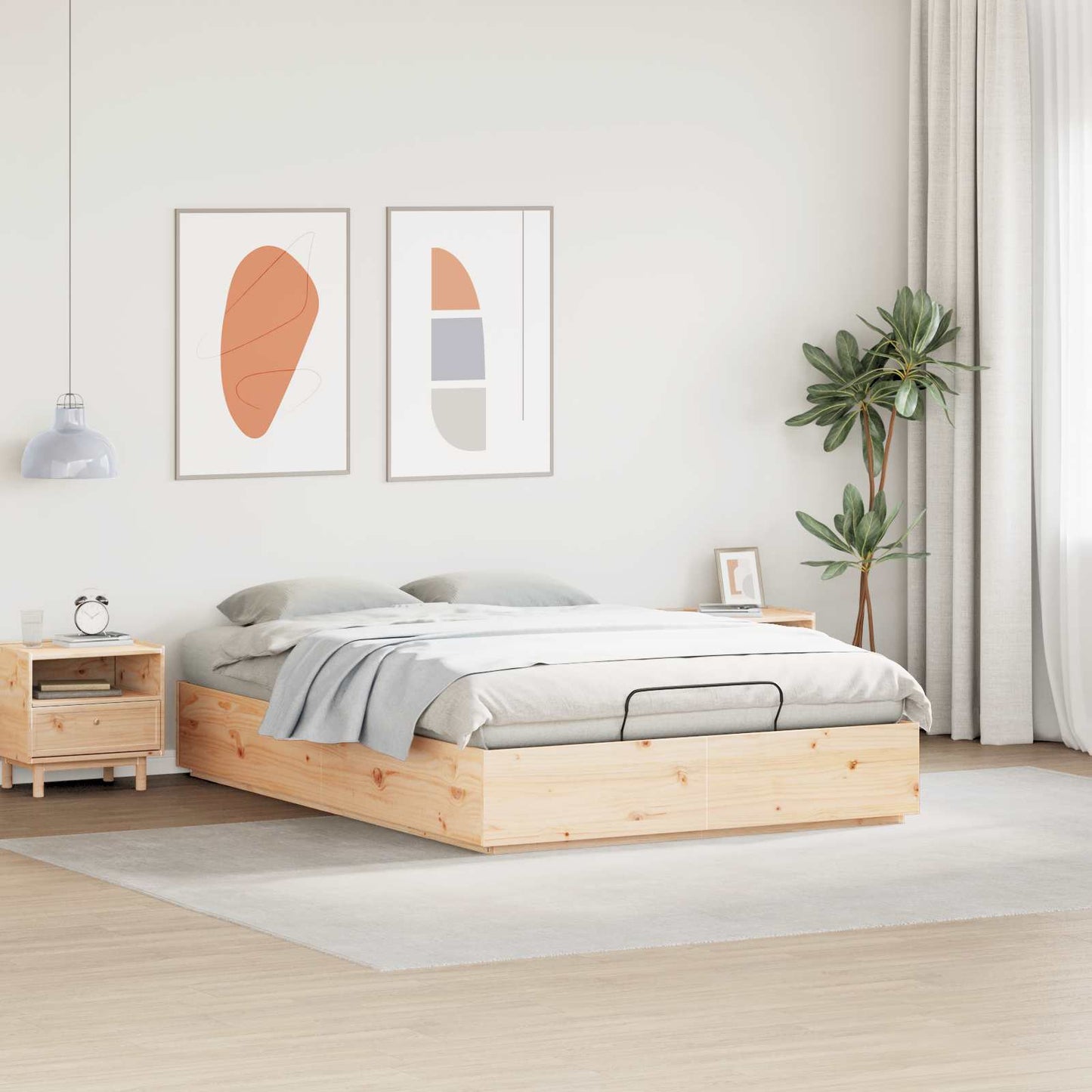 Ottoman Bed Frame Natural 120 x 200 cm Solid Pine Wood