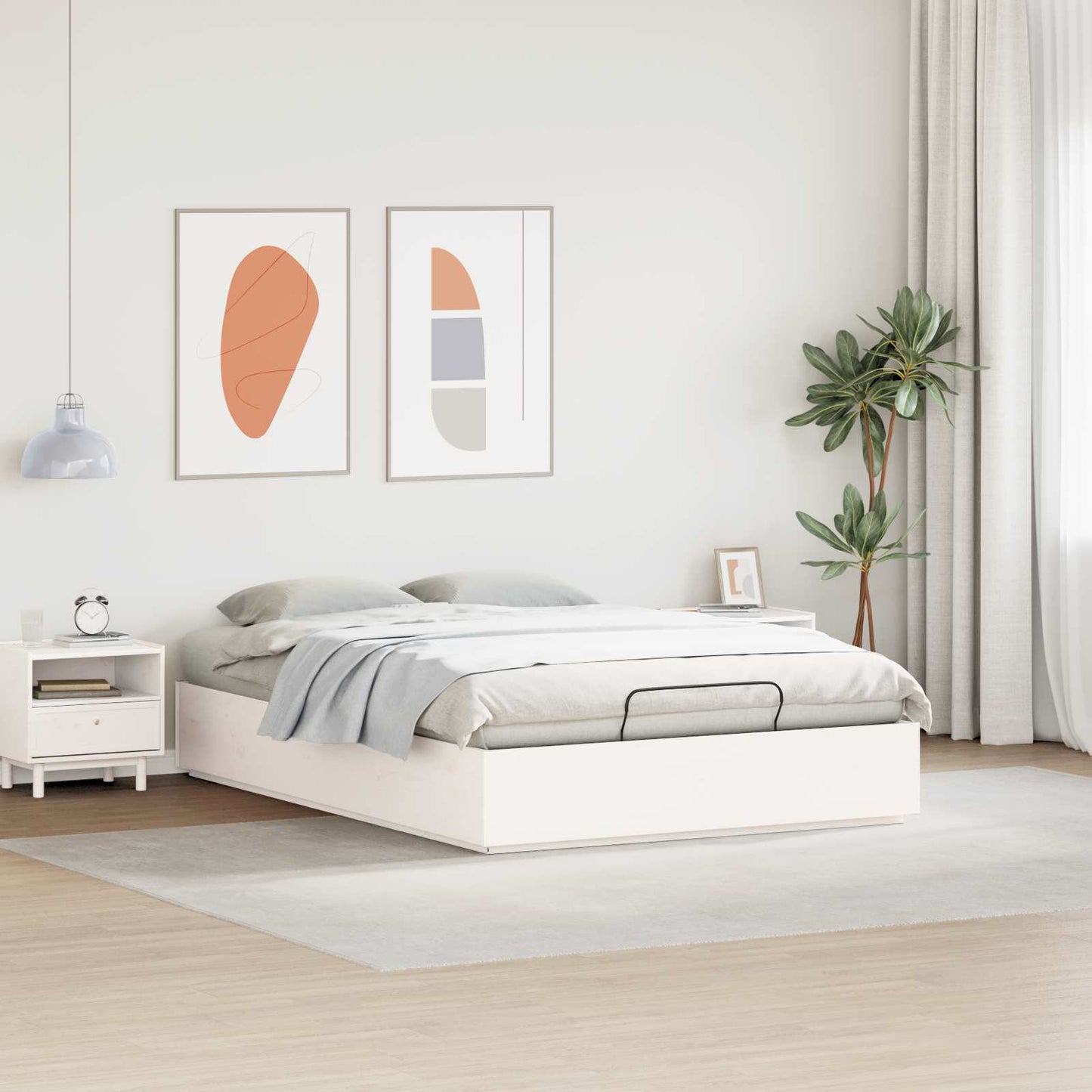 Ottoman Bed Frame White 160 x 200 cm Solid Pine Wood