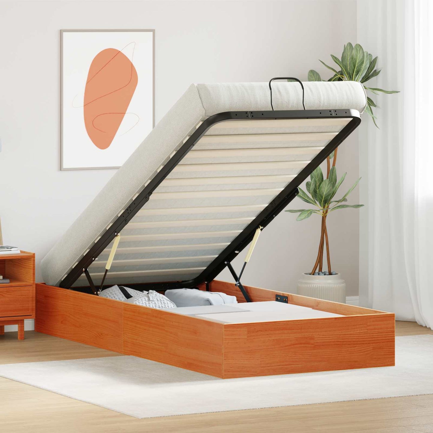 Ottoman Bed Frame with Storage Wax Brown 90 x 200 cm