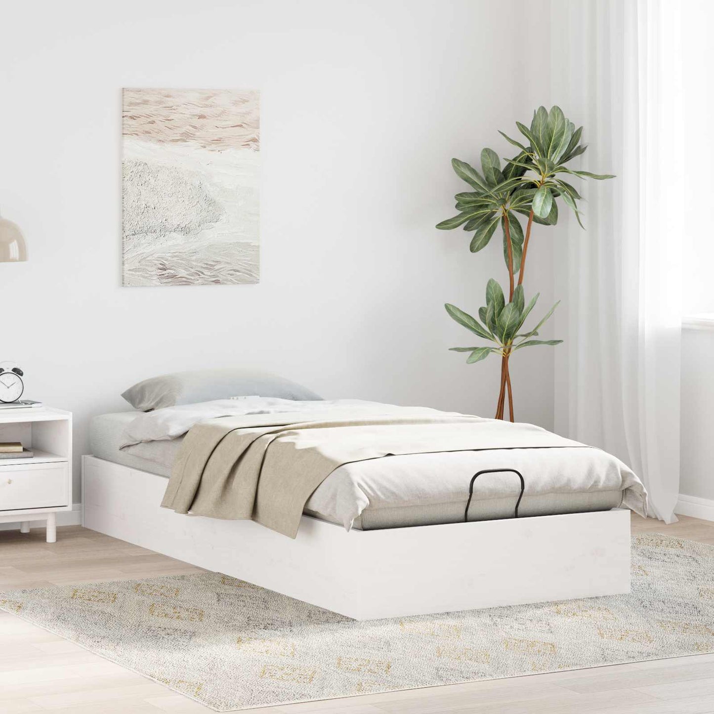 Ottoman Bed Frame with Storage White 100 x 200 cm