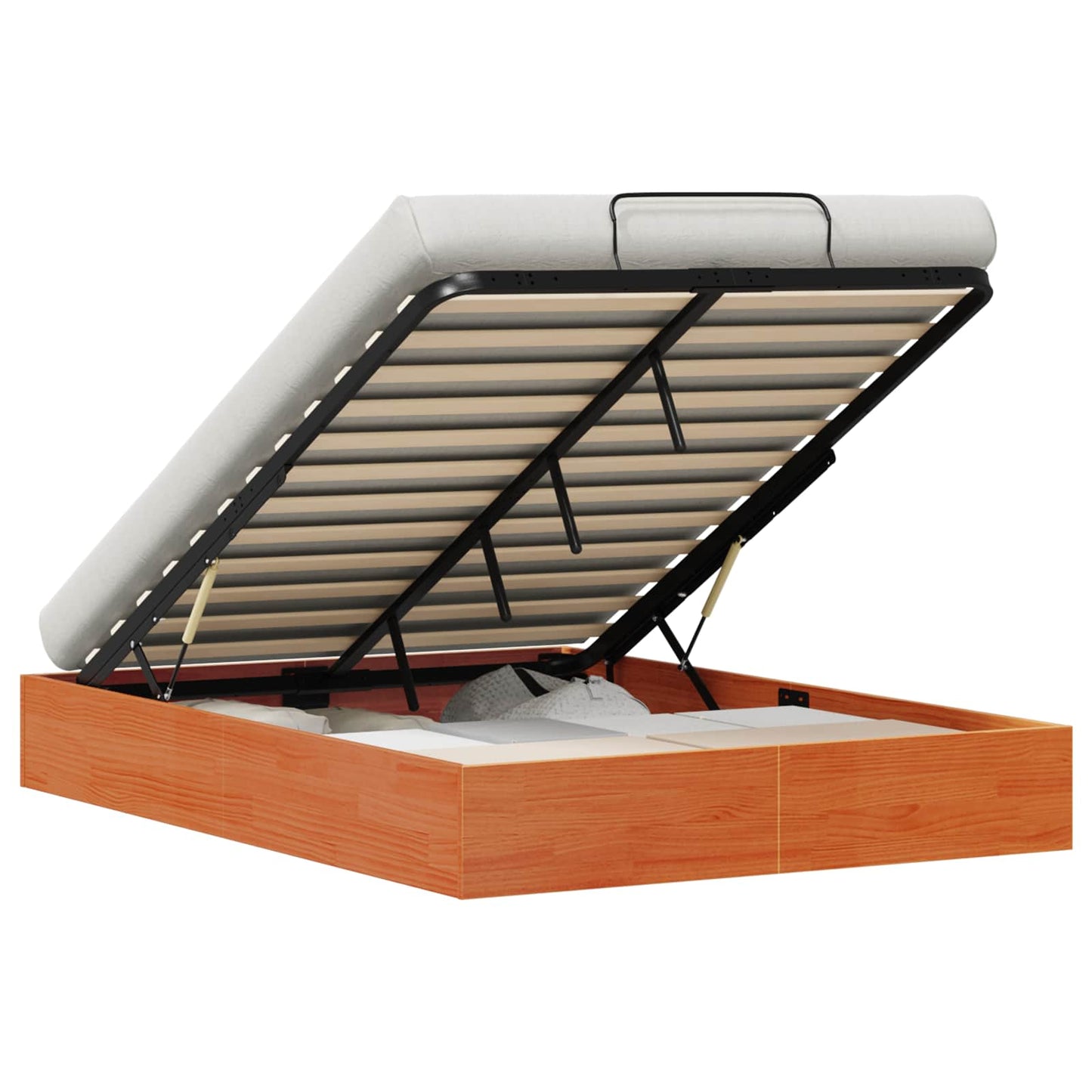 Ottoman Bed Frame with Storage Wax Brown 135 x 190 cm