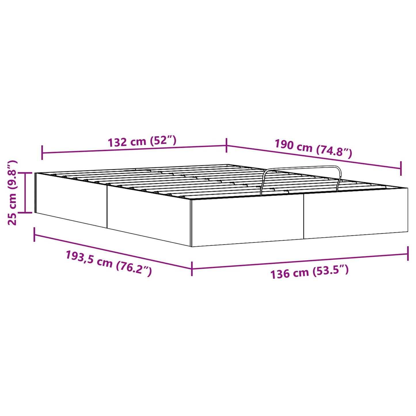Ottoman Bed Frame with Storage Wax Brown 135 x 190 cm