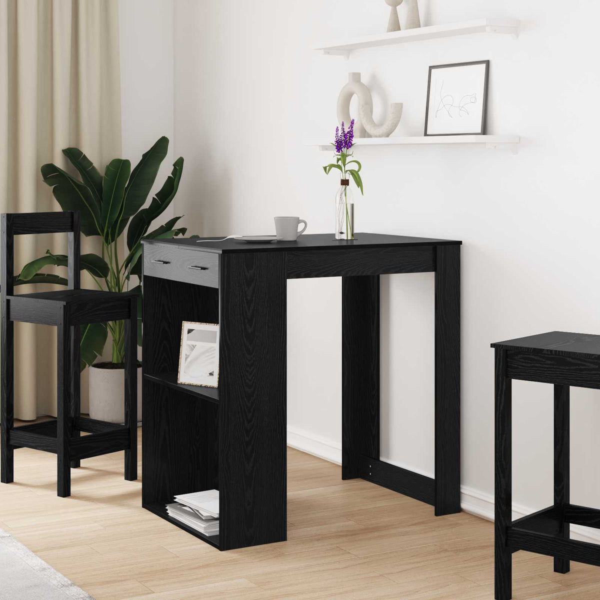 Bar Table 102 x 70 x 103.5 cm Engineered Wood Black Oak