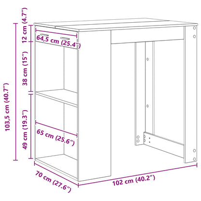 Bar Table Black Oak 102 x 70 x 103.5 cm Engineered Wood