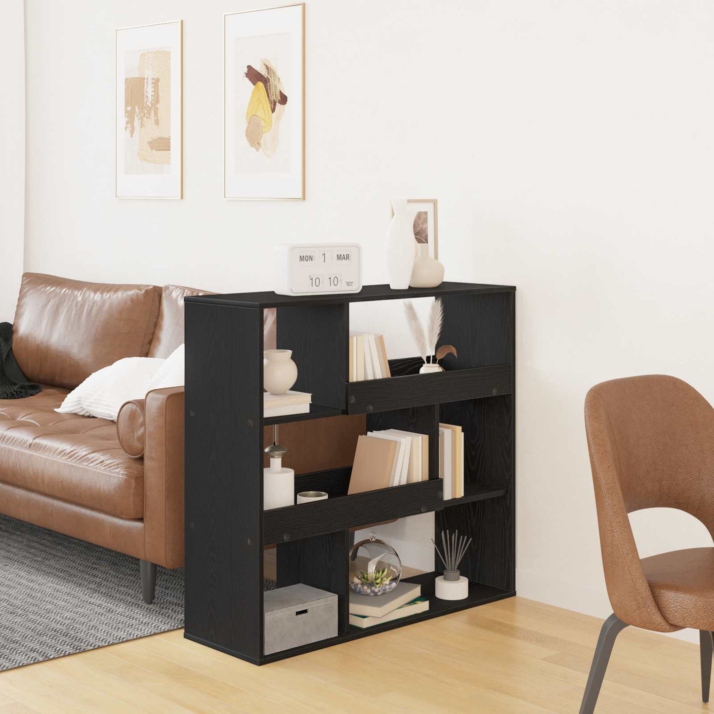 Book Shelf 4-Tier 100 x 33 x 94.5 cm Engineered Wood Black Oak