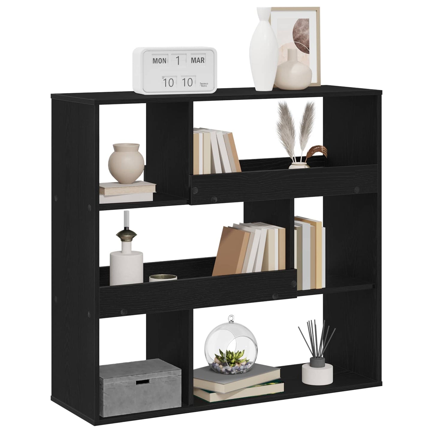 Book Shelf 4-Tier 100 x 33 x 94.5 cm Engineered Wood Black Oak