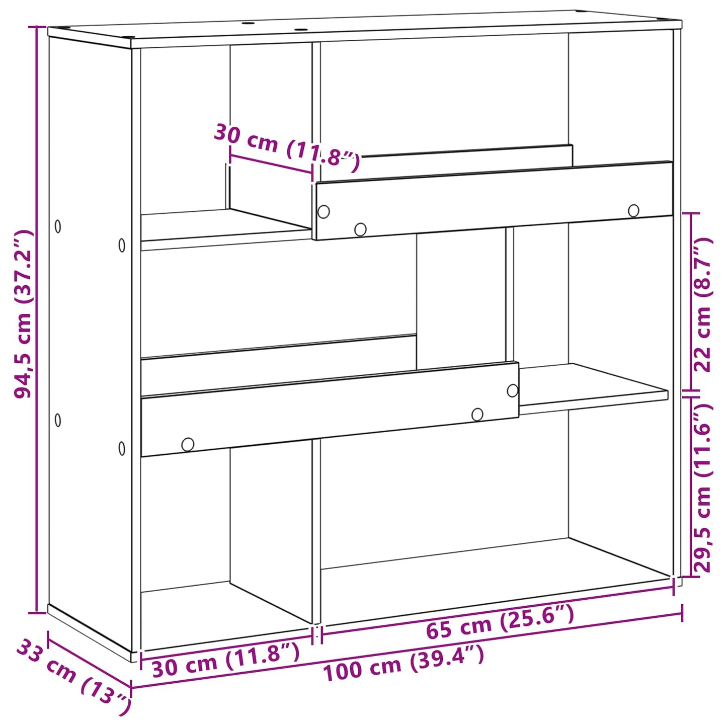 Book Shelf 4-Tier 100 x 33 x 94.5 cm Engineered Wood Black Oak