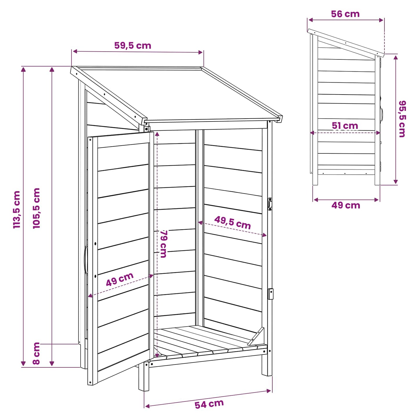 Garden Shed Brown 59 x 56 x 113.5 cm Engineered Wood
