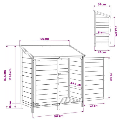 Garden Shed Brown 106.5 x 56 x 113.5 cm Engineered Wood