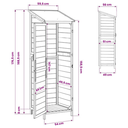 Garden Shed White 59.5 x 56 x 176.5 cm Engineered Wood