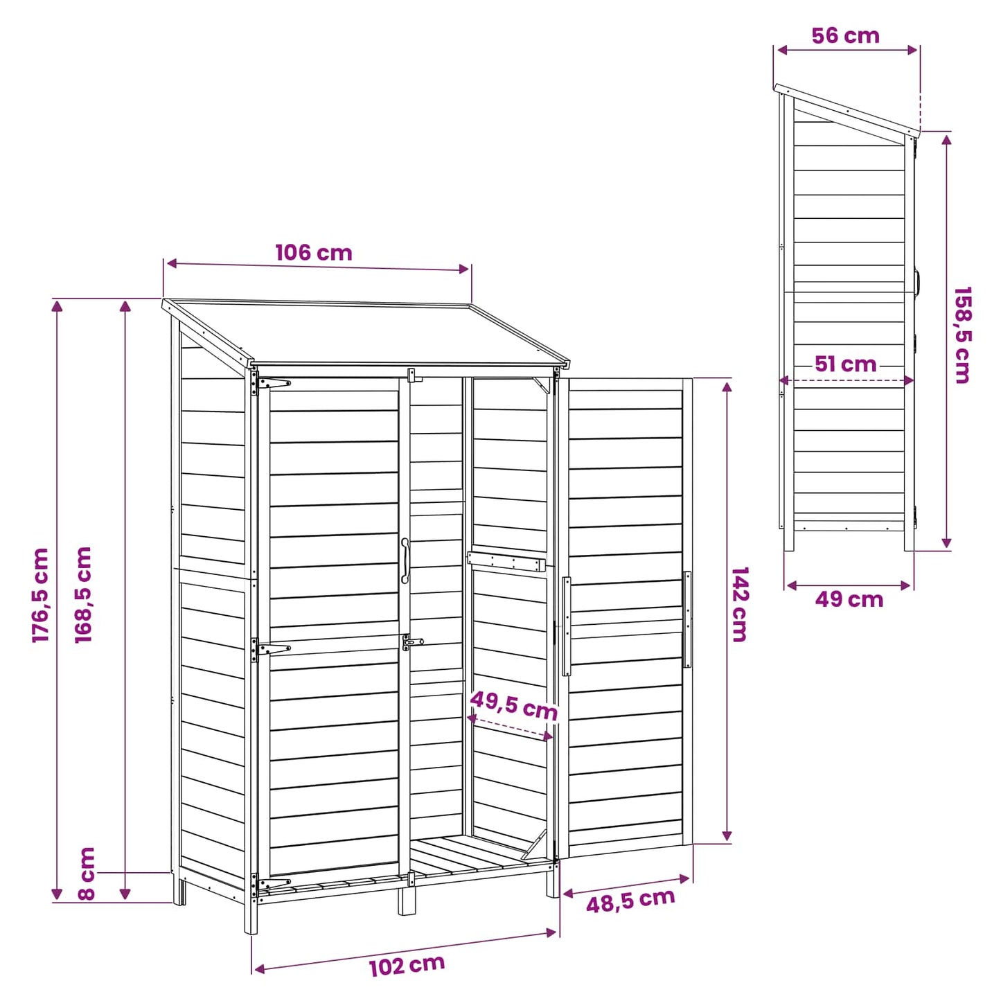 Garden Shed Brown 106.5 x 56 x 176 cm Engineered Wood