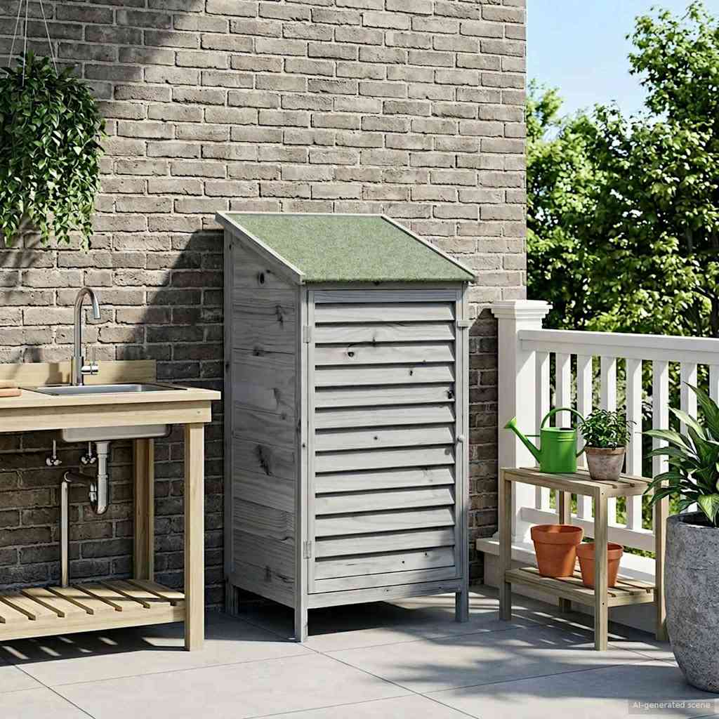 Garden Shed Grey 59 x 56 x 113.5 cm Solid Fir Wood