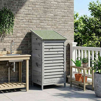 Garden Shed Grey 59 x 56 x 113.5 cm Solid Fir Wood