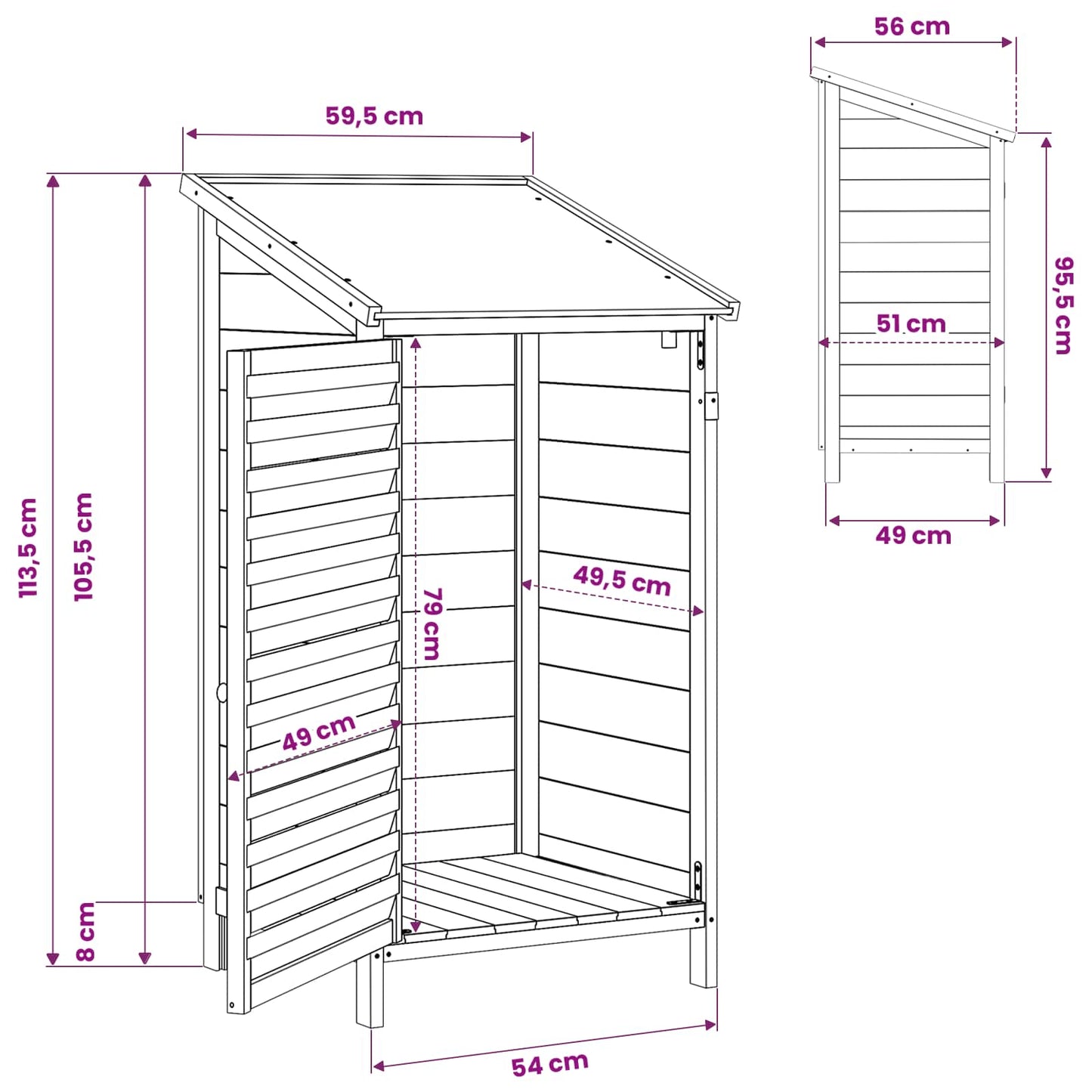 Garden Shed Grey 59 x 56 x 113.5 cm Solid Fir Wood