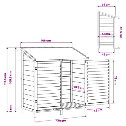 Garden Shed Natural 106 x 56 x 113.5 cm Solid Fir Wood