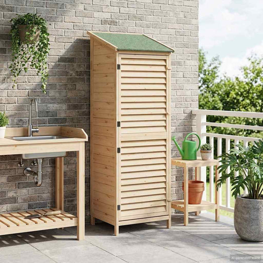 Garden Shed Natural 59 x 56 x 176 cm Solid Fir Wood