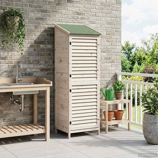 Garden Shed White 59 x 56 x 176 cm Solid Fir Wood