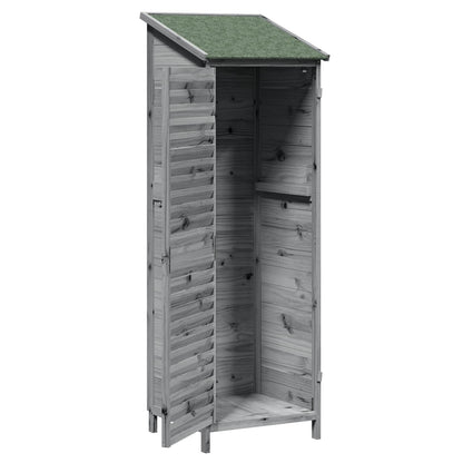 Garden Shed Grey 59 x 56 x 176 cm Solid Fir Wood