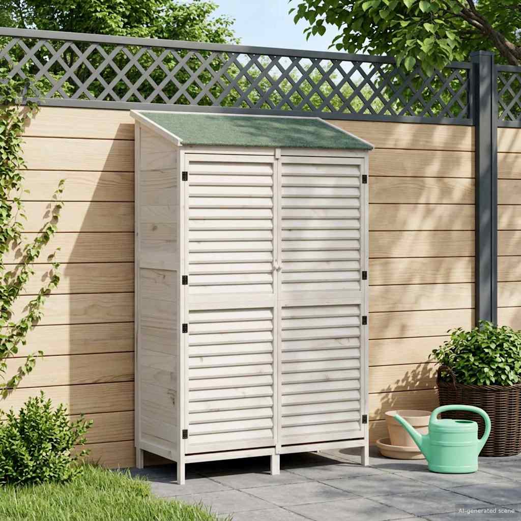 Garden Shed White 106 x 56 x 176.5 cm Solid Fir Wood