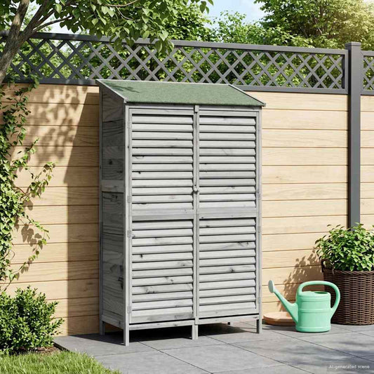 Garden Shed Grey 106 x 56 x 176.5 cm Solid Fir Wood