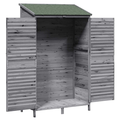 Garden Shed Grey 106 x 56 x 176.5 cm Solid Fir Wood