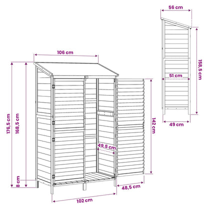 Garden Shed Grey 106 x 56 x 176.5 cm Solid Fir Wood