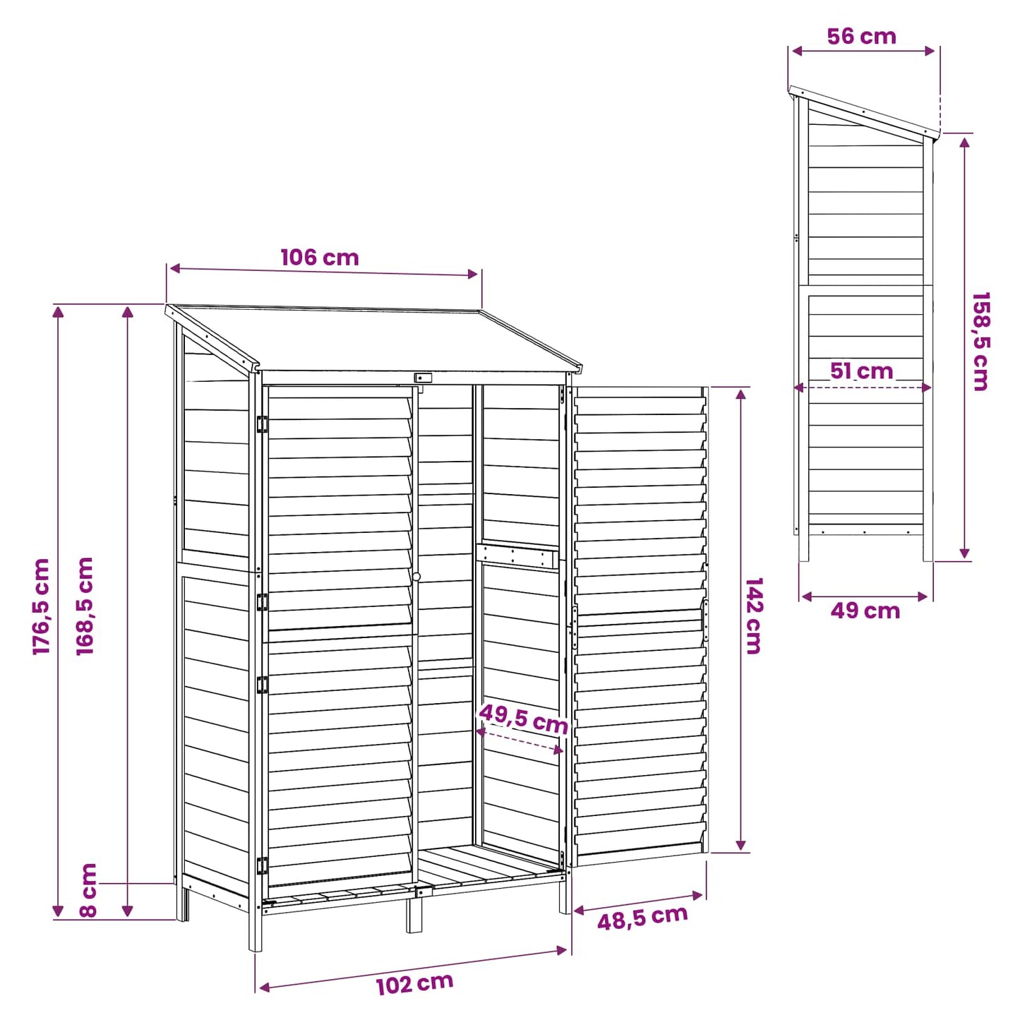Garden Shed Brown 106 x 56 x 176.5 cm Solid Fir Wood