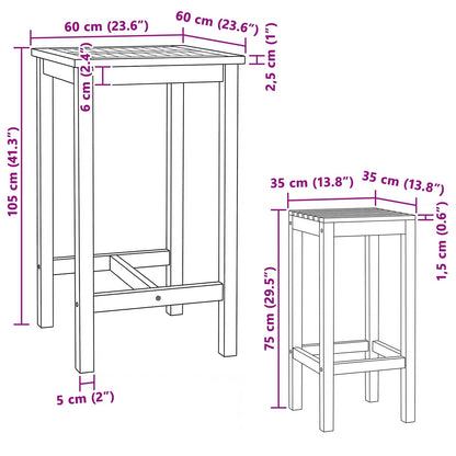 Outdoor Bar Set 3 pcs Untreated Solid Teak Wood