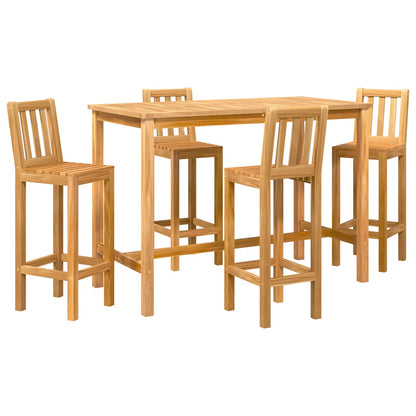 Outdoor Bar Set 5 pcs Natural Solid Teak Wood