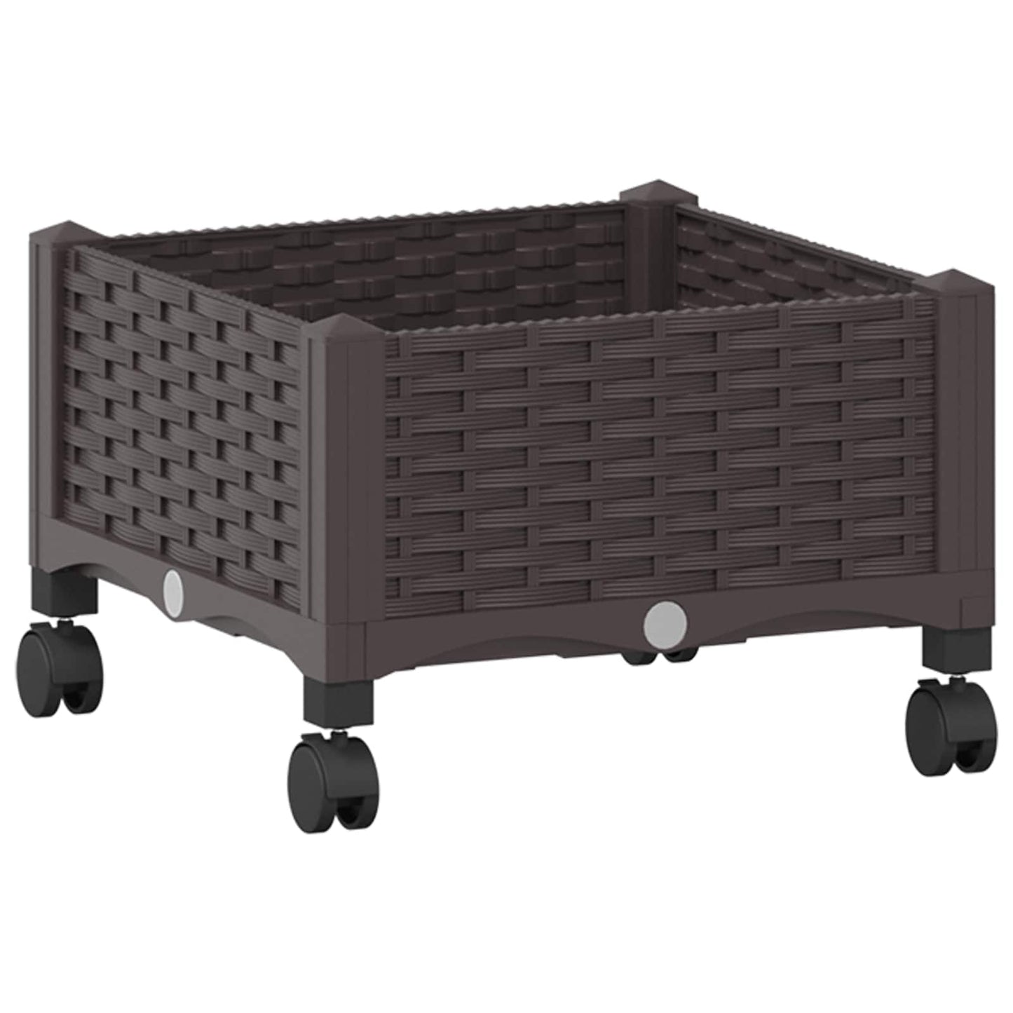 Garden Planter with Wheels Brown 40 x 40 x 29 cm PP