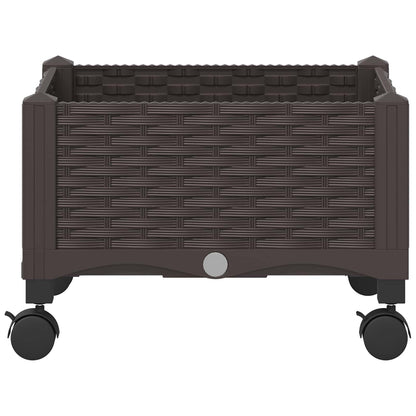 Garden Planter with Wheels Brown 40 x 40 x 29 cm PP