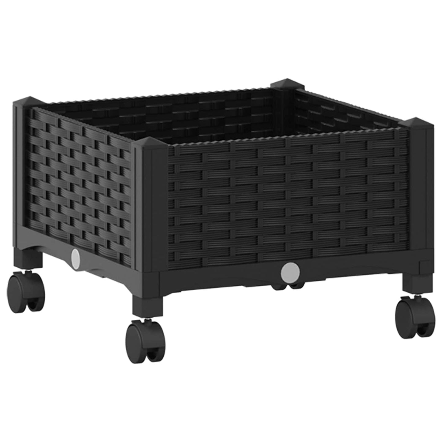 Garden Planter with Wheels Black 40 x 40 x 29 cm PP