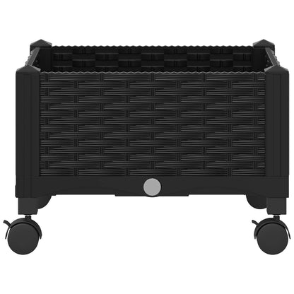 Garden Planter with Wheels Black 40 x 40 x 29 cm PP