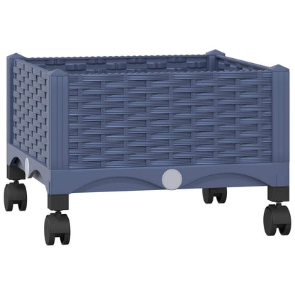 Garden Planter with Wheels Blue Grey 40 x 40 x 33 cm PP
