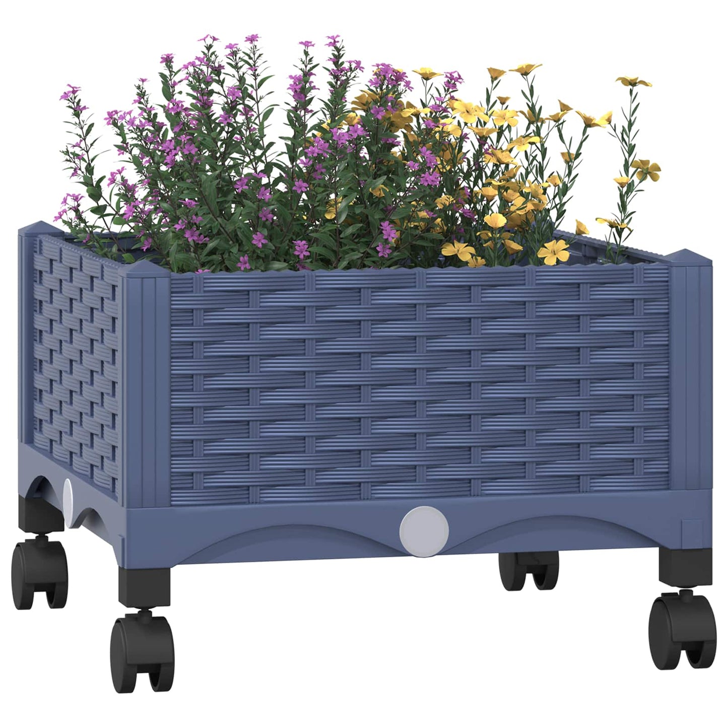 Garden Planter with Wheels Blue Grey 40 x 40 x 33 cm PP
