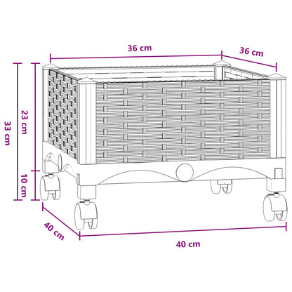 Garden Planter with Wheels Blue Grey 40 x 40 x 33 cm PP