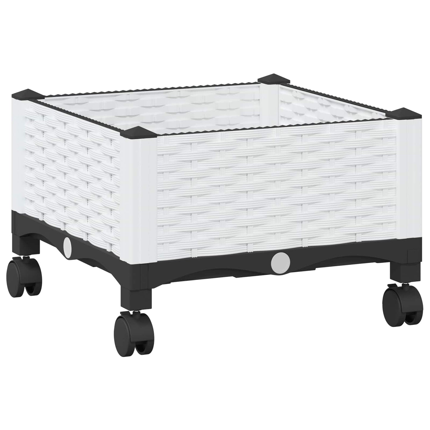 Garden Planter with Wheels White 40 x 40 x 33 cm PP