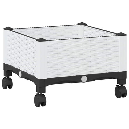 Garden Planter with Wheels White 40 x 40 x 33 cm PP