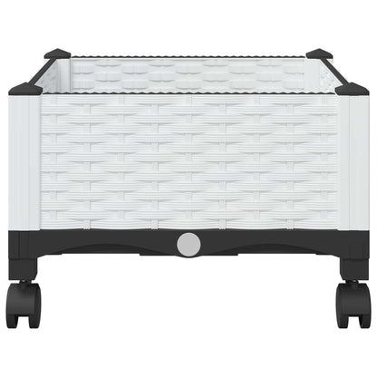 Garden Planter with Wheels White 40 x 40 x 33 cm PP
