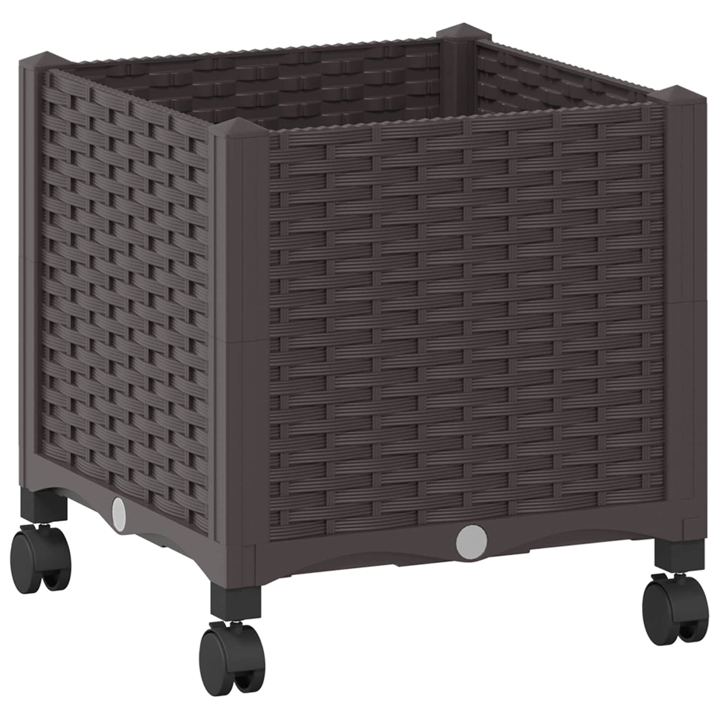 Garden Planter with Wheels Brown 40 x 40 x 44 cm PP