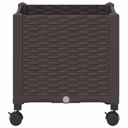 Garden Planter with Wheels Brown 40 x 40 x 44 cm PP