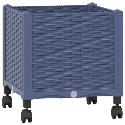 Garden Planter with Wheels Blue Grey 40 x 40 x 48 cm PP