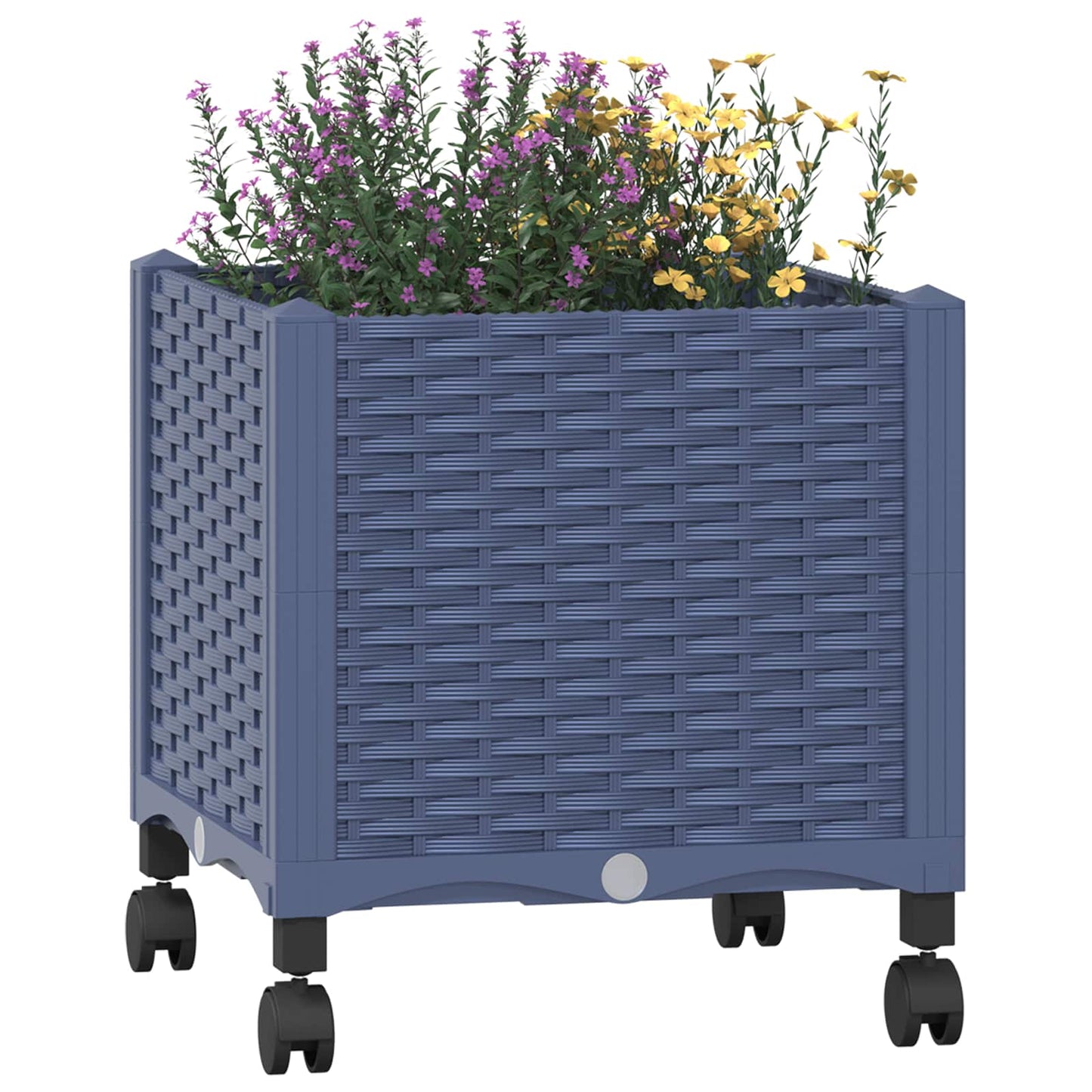 Garden Planter with Wheels Blue Grey 40 x 40 x 48 cm PP