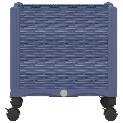 Garden Planter with Wheels Blue Grey 40 x 40 x 48 cm PP